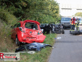 VU A1 Köln, FR Koblenz, kurz vor dem AK K-Nord, 3 PKW, 1 LKW, 1 Krad, 4 Verletzte, 1 Hund tot