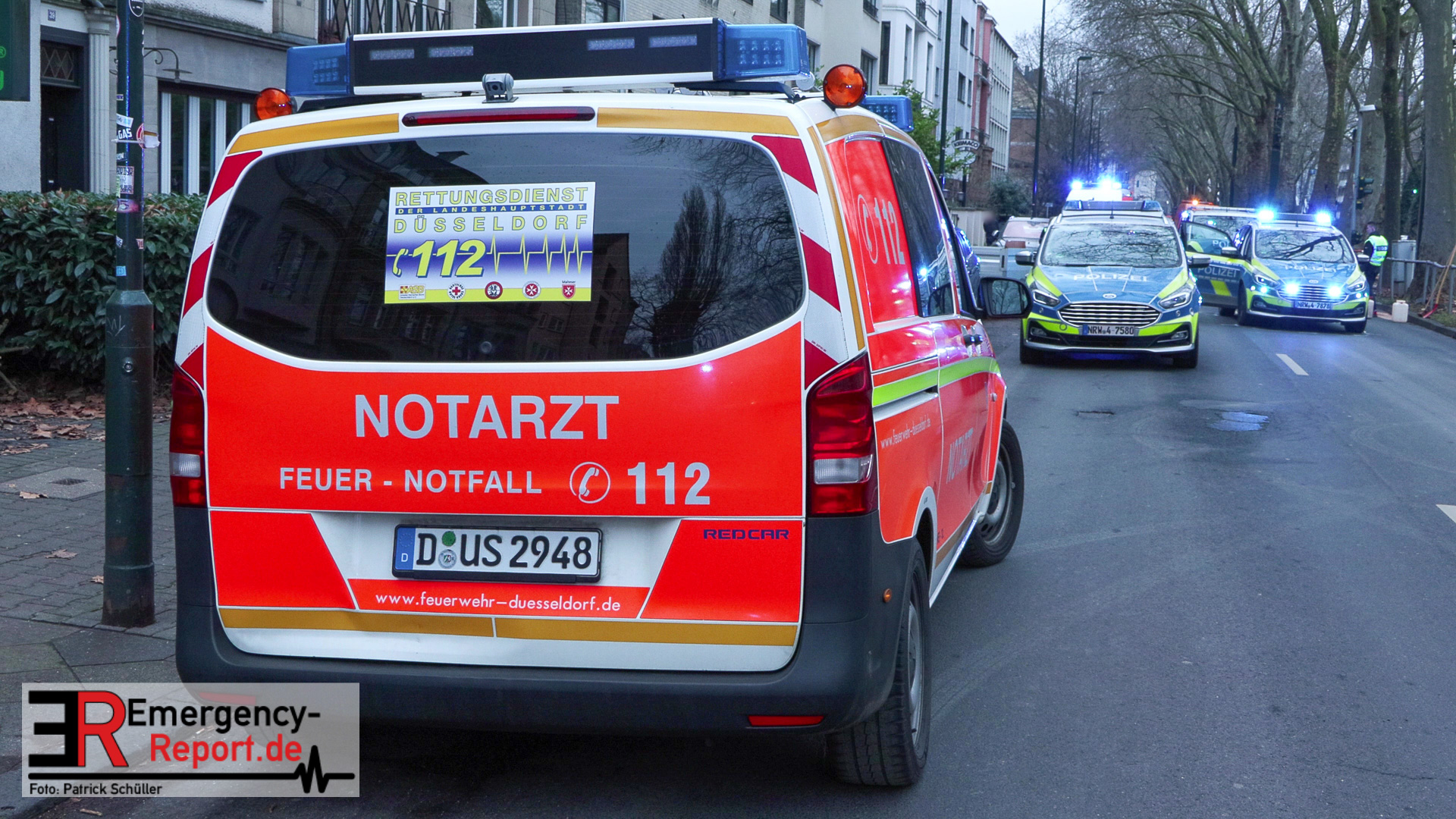 20.01.2023 – Düsseldorf Düsseltal – Auffahrunfall zwischen 2 Streifenwagen:  5 Polizisten verletzt